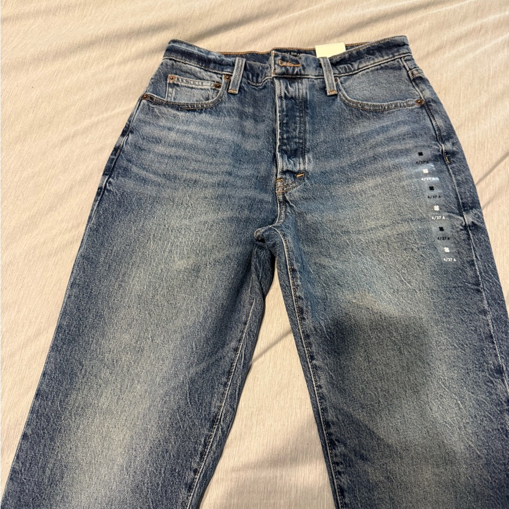 DREW Washed Blue Straight-Leg Jeans